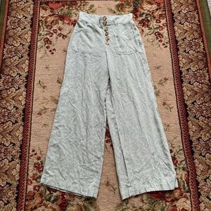 Planet Gold sage green floral print high waisted flare pants